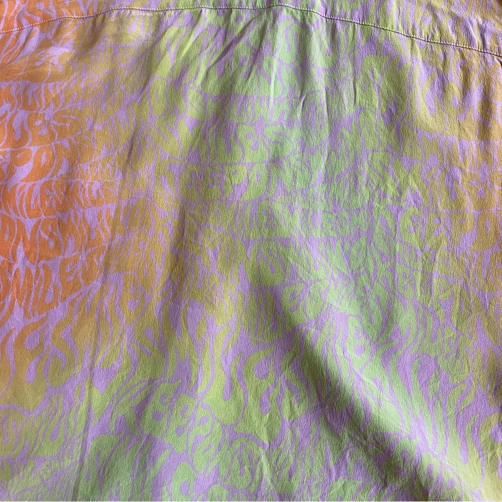 Stella McCartney Keep On Smiling Cropped Silk Shirt Orchid Neon Size 44 - Picture 8 of 14